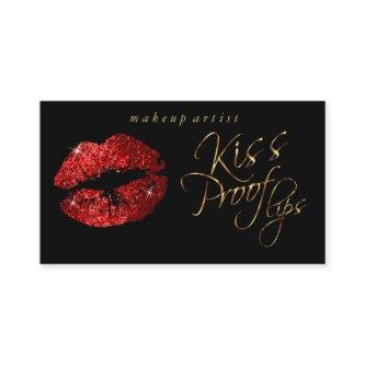 Kiss Proof Lips - Red Glitter and Elegant Gold