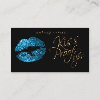 Kiss Proof Lips - Turquoise Glitter and  Gold