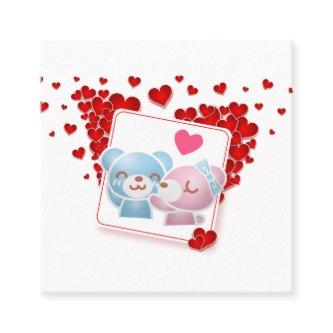 Kissing bears with Love Hearts All Around Square