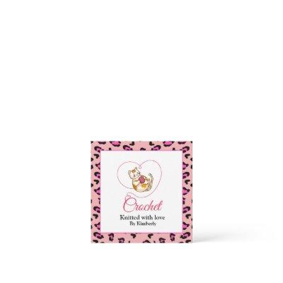 Kitten with heart crochet square