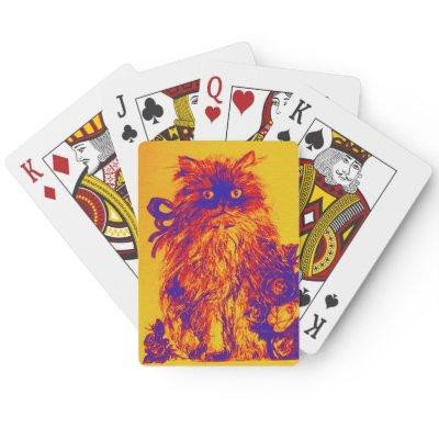 KITTEN WITH ROSES ,Yellow Orange Blue Poker Cards