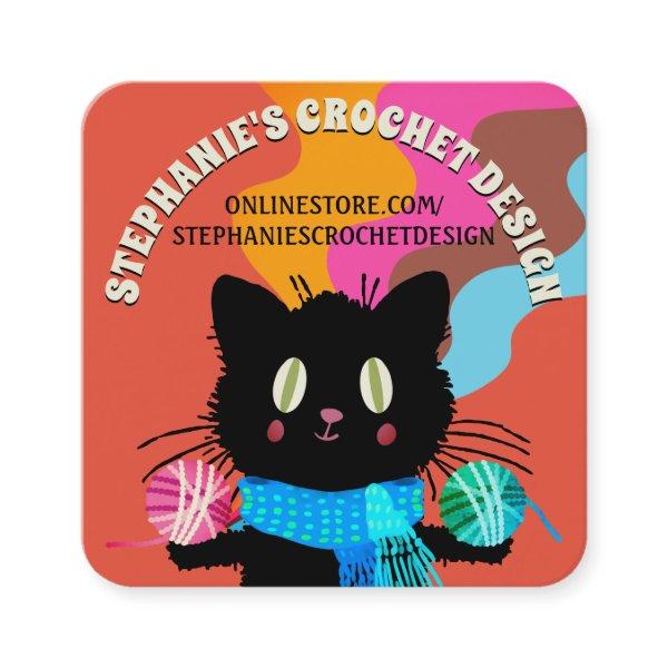 Kitty cat yarn rainbow crochet knitting homespun s square