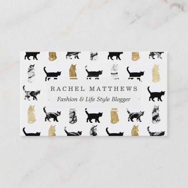 Kitty Cats in Gold and Black and White Marble