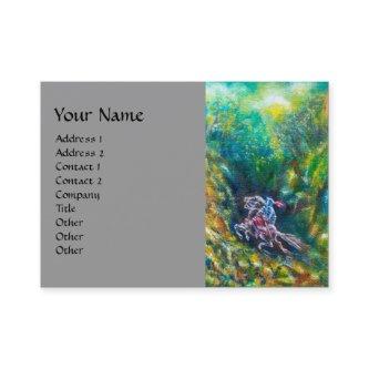 KNIGHT LANCELOT ,HORSE RIDING IN GREEN FOREST Grey