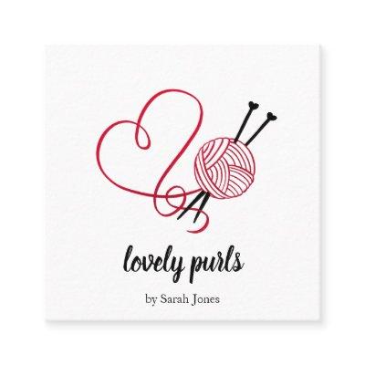 Knitters knitting crochet yarn ball logo square