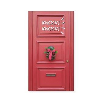 Knocking on red door comic funny attention opener