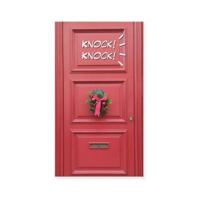 Knocking on red door comic funny attention opener