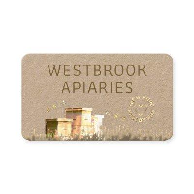 Kraft Beehives Apiary Tag with Gold Heart and Bees