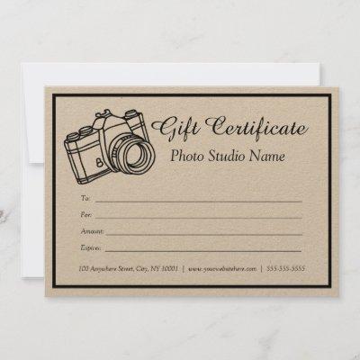 Kraft Custom Photography Gift Certificate  Invitation