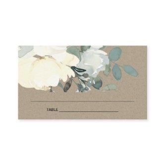 KRAFT IVORY WHITE FLORAL BABY SHOWER PLACE CARD