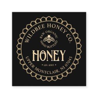Kraft on Black Honey Honeycomb Border and Bee Square
