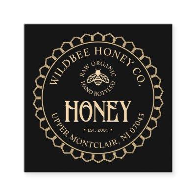 Kraft on Black Honey Honeycomb Border and Bee Square