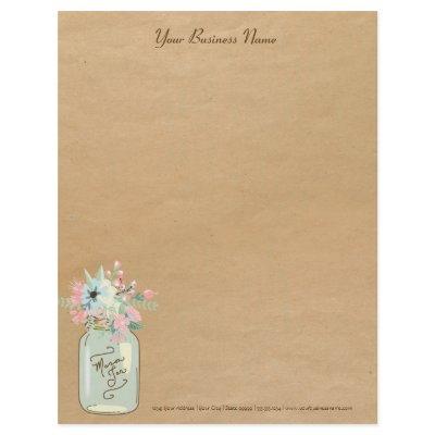 Kraft Paper Look Rustic Mason Jar Modern Floral