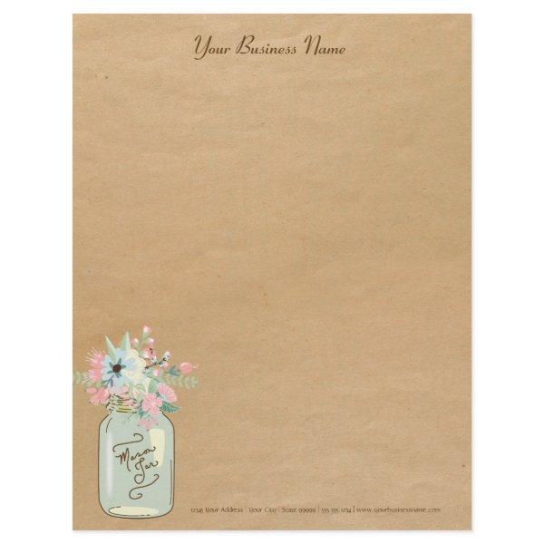 Kraft Paper Look Rustic Mason Jar Modern Floral