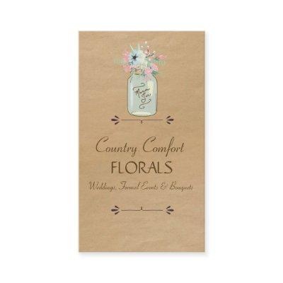 Kraft Paper Look Rustic Mason Jar Modern Floral