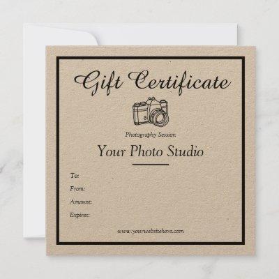 Kraft Paper Photography Gift Certificate Template