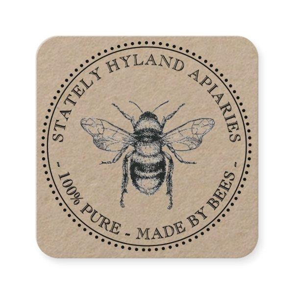 Kraft Vintage Bee Honey Jar Tag without punch-hole Note Card