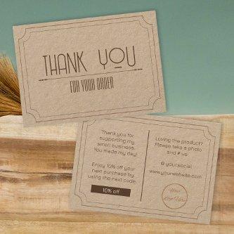 Kraft vintage brown logo upcycled thank you note