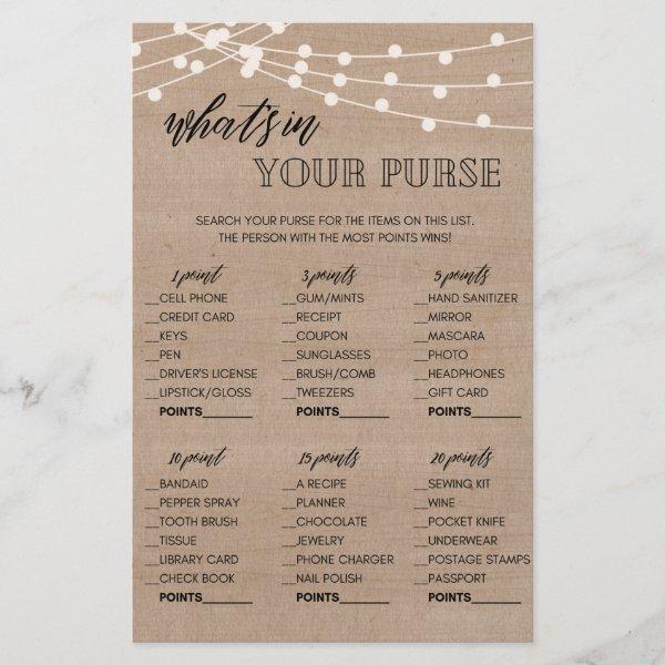 Kraft what's in your purse bridal shower game flyer