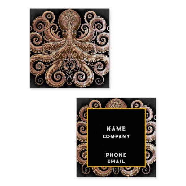 Kraken Steampunk Octopus Ornate Gold and Black Square