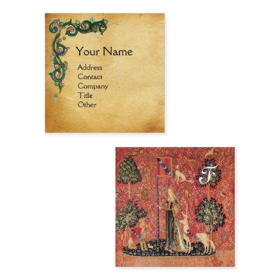 LADY AND UNICORN Lion,Flowers,Animals Parchment Square