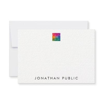 Laid Paper Upload Your Own Logo Here Personalized Note Card