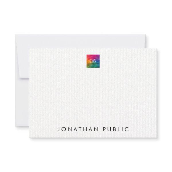 Laid Paper Upload Your Own Logo Here Personalized Note Card