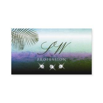 Landscape Watercolors Sparkling Diamonds Monogram