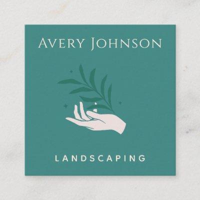 Landscaping Gardening Hand Plant Care Bold Minimal Square