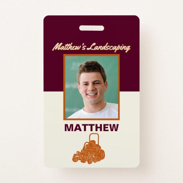 Landscaping Lawn Mowing Business Nametag ID Badge