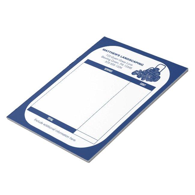 Landscaping Lawn Mowing Business Receipt Invoice Notepad