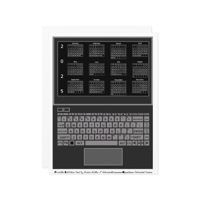 Laptop and Keyboard 2025 Calendar On Screen