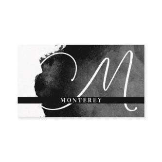 Large Monogram | Black Watercolor