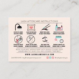 Lash Aftercare Instructions Extensions Care Cards