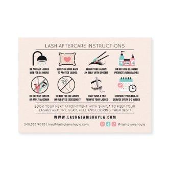 Lash Aftercare Instructions Extensions Care Cards