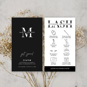 Lash Aftercare Instructions Minimalist Logo Salon