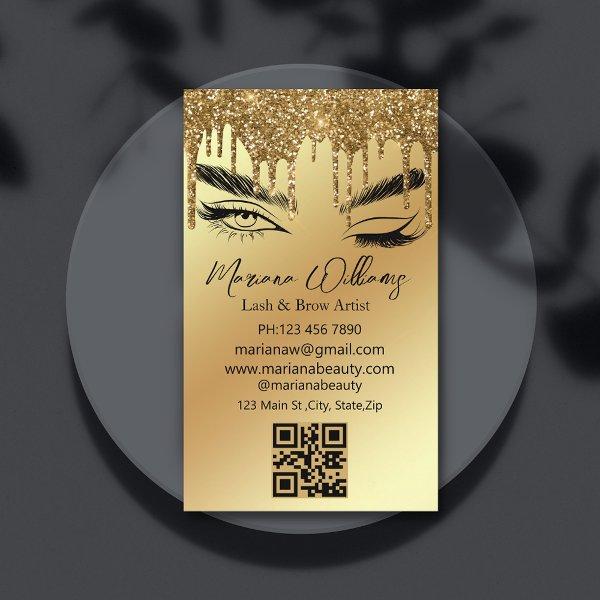 lash and brow artist qr code golden dripping