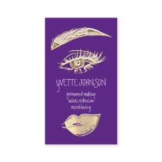 Lash Brow Permanent Makeup Logo QRCode Gold Purple