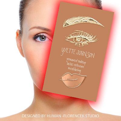 Lash Brow Permanent Makeup Logo QRCode Gold Skinny