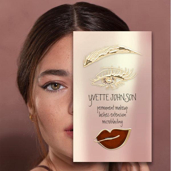 Lash Brow Permanent Makeup QRCode Gold Brown Lips