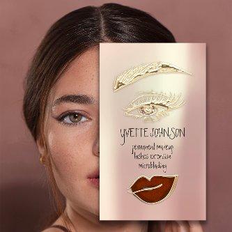 Lash Brow Permanent Makeup QRCode Gold Brown Lips