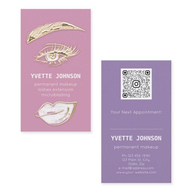 Lash Brows Permanent Makeup Logo QRCode Lip Pink