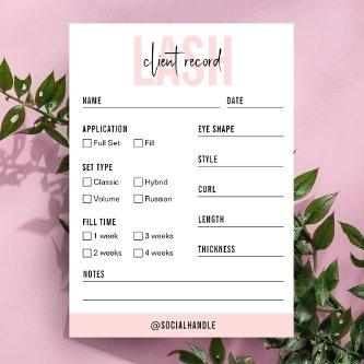 Lash Client Record Feminine Blush Pink Modern