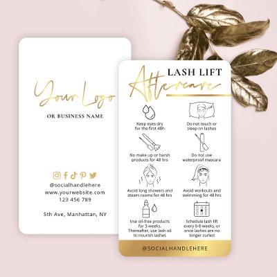 Lash Lift & Tint Aftercare Guide White & Gold
