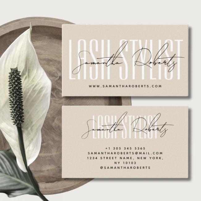 Lash stylist modern typography light tan