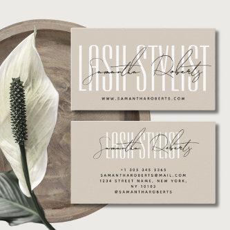 Lash stylist modern typography script beige