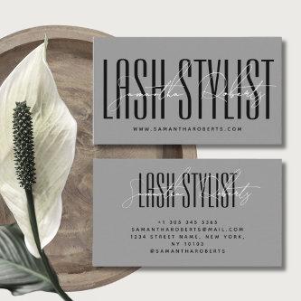 Lash stylist modern typography script grey