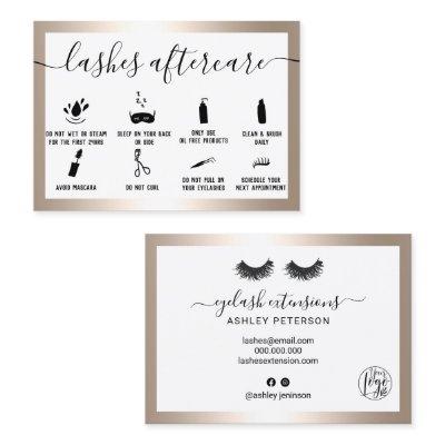 Lashes aftercare illustrations gold foil