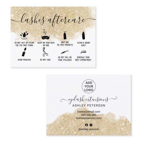 lashes aftercare illustrations gold glitter