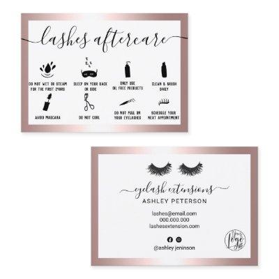 Lashes aftercare illustrations rose gold foil